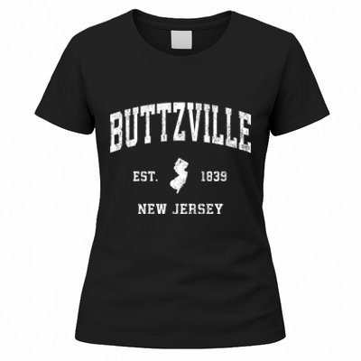 Buttzville New Jersey Nj Vintage Athletic Black Sports Women's T-Shirt