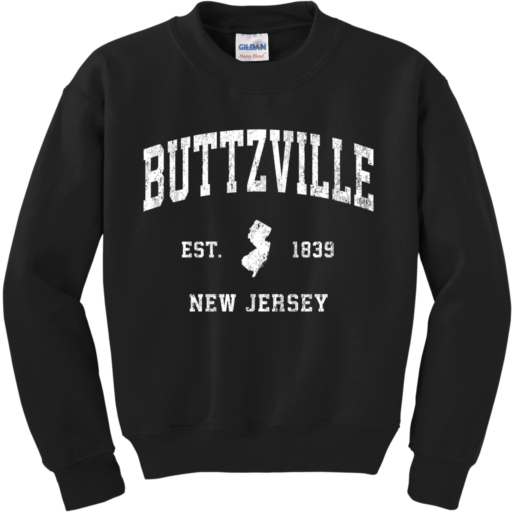 Buttzville New Jersey Nj Vintage Athletic Black Sports Kids Sweatshirt