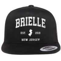 Brielle New Jersey Nj Vintage Athletic Sports Flat Bill Trucker Hat