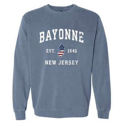 Bayonne New Jersey Nj Vintage American Flag Sports Design Garment-Dyed Sweatshirt