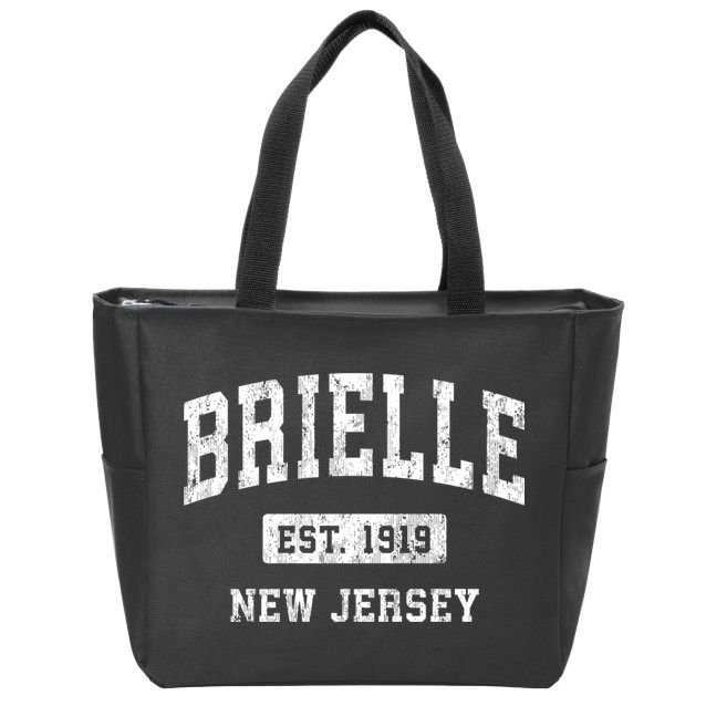 Brielle New Jersey Nj Vintage Athletic Sports Zip Tote Bag