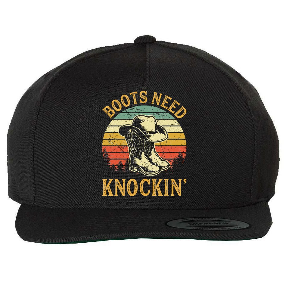 Boots Need Knockin Country Wool Snapback Cap