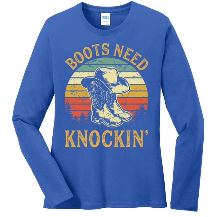 Boots Need Knockin Country Ladies Long Sleeve Shirt