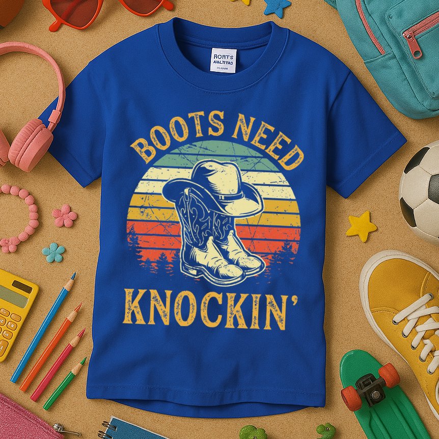 Boots Need Knockin Country Kids T-Shirt