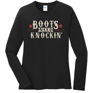 Boots Need Knocking Country Music Song Ladies Long Sleeve Shirt