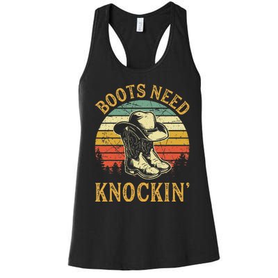 Boots Need Knockin Country Music Lover Women's Racerback Tank