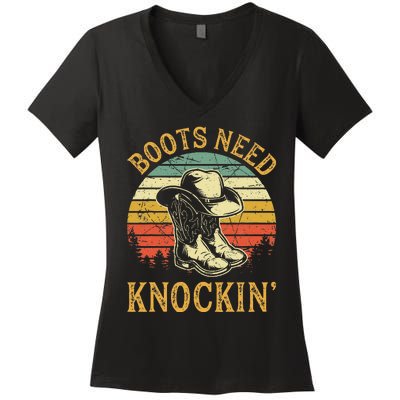 Boots Need Knockin Country Music Lover Women's V-Neck T-Shirt