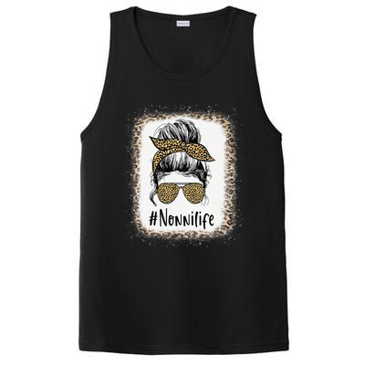 Bleached Nonni Life Messy Hair Bun Leopard Mother's Day PosiCharge Competitor Tank