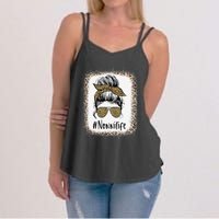 Bleached Nonni Life Messy Hair Bun Leopard Mother's Day Women's Strappy Tank