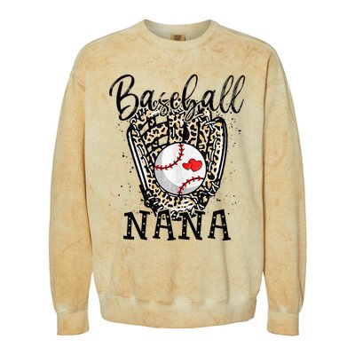 Baseball Nana Leopard Game Day Baseball Lover Mothers Day Colorblast Crewneck Sweatshirt