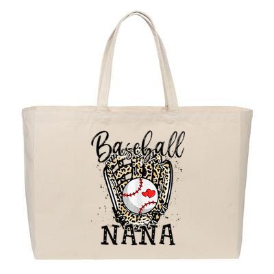 Baseball Nana Leopard Game Day Baseball Lover Mothers Day Cotton Canvas Jumbo Tote