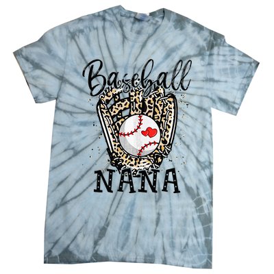 Baseball Nana Leopard Game Day Baseball Lover Mothers Day Tie-Dye T-Shirt