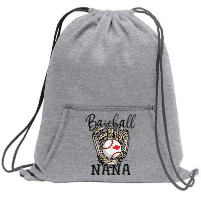 Baseball Nana Leopard Game Day Baseball Lover Mothers Day Sweatshirt Cinch Pack Bag