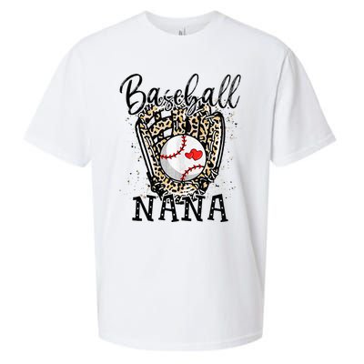 Baseball Nana Leopard Game Day Baseball Lover Mothers Day Sueded Cloud Jersey T-Shirt