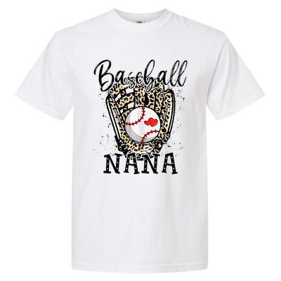 Baseball Nana Leopard Game Day Baseball Lover Mothers Day Garment-Dyed Heavyweight T-Shirt