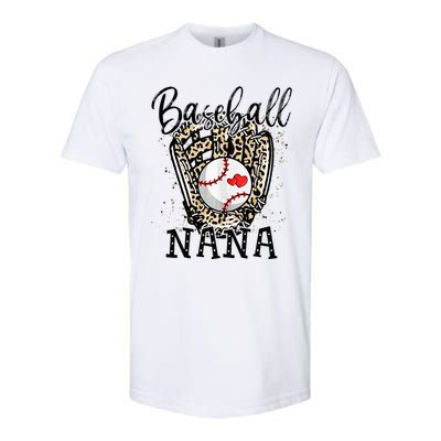 Baseball Nana Leopard Game Day Baseball Lover Mothers Day Softstyle CVC T-Shirt