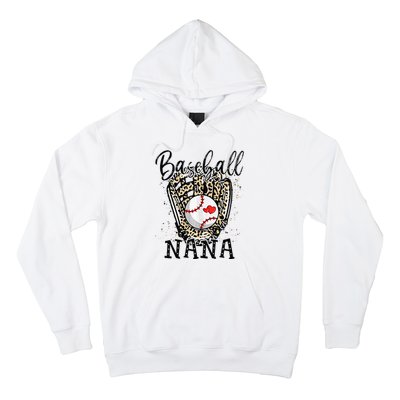 Baseball Nana Leopard Game Day Baseball Lover Mothers Day Hoodie