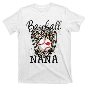 Baseball Nana Leopard Game Day Baseball Lover Mothers Day T-Shirt