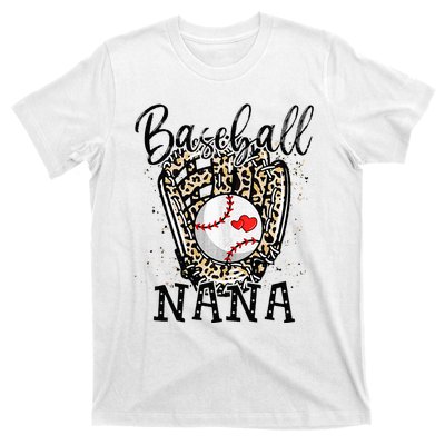 Baseball Nana Leopard Game Day Baseball Lover Mothers Day T-Shirt