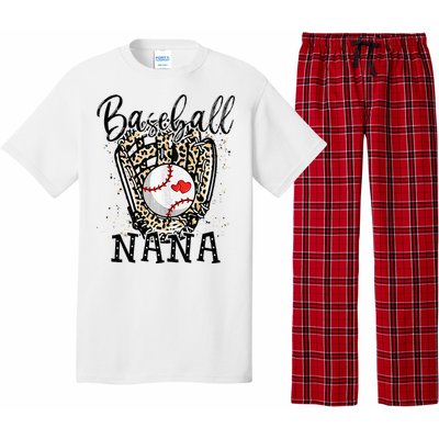 Baseball Nana Leopard Game Day Baseball Lover Mothers Day Pajama Set