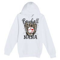 Baseball Nana Leopard Game Day Baseball Lover Mothers Day Premium Pullover Hoodie