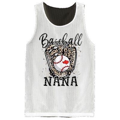 Baseball Nana Leopard Game Day Baseball Lover Mothers Day Mesh Reversible Basketball Jersey Tank