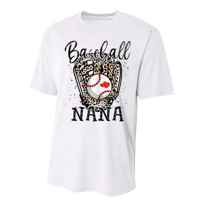 Baseball Nana Leopard Game Day Baseball Lover Mothers Day Performance Sprint T-Shirt