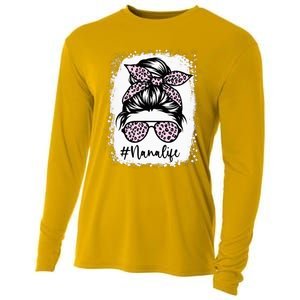 Bleached Nana Life Rainbow Leopard Messy Bun Mother's Day Cooling Performance Long Sleeve Crew