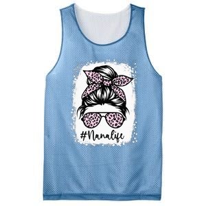 Bleached Nana Life Rainbow Leopard Messy Bun Mother's Day Mesh Reversible Basketball Jersey Tank