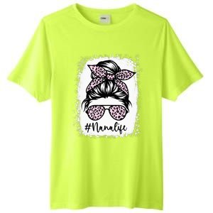 Bleached Nana Life Rainbow Leopard Messy Bun Mother's Day Tall Fusion ChromaSoft Performance T-Shirt