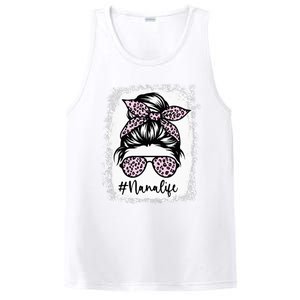 Bleached Nana Life Rainbow Leopard Messy Bun Mother's Day PosiCharge Competitor Tank