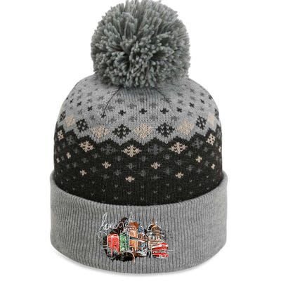 Beautiful Nighttime London England Colorful Artistic London Gift The Baniff Cuffed Pom Beanie