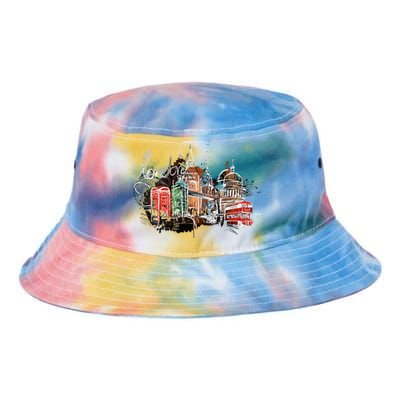 Beautiful Nighttime London England Colorful Artistic London Gift Tie Dye Newport Bucket Hat