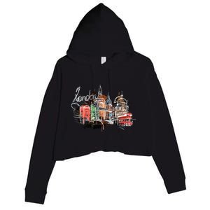 Beautiful Nighttime London England Colorful Artistic London Gift Crop Fleece Hoodie