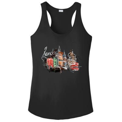 Beautiful Nighttime London England Colorful Artistic London Gift Ladies PosiCharge Competitor Racerback Tank