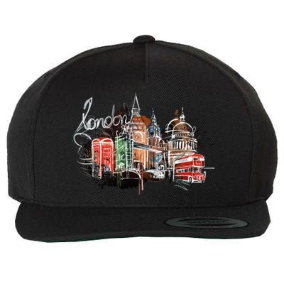 Beautiful Nighttime London England Colorful Artistic London Gift Wool Snapback Cap