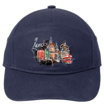 Beautiful Nighttime London England Colorful Artistic London Gift 7-Panel Snapback Hat