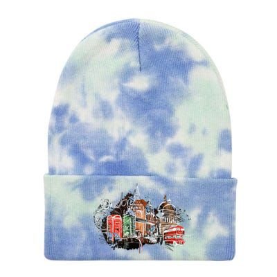 Beautiful Nighttime London England Colorful Artistic London Gift Tie Dye 12in Knit Beanie