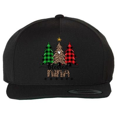 Blessed Nina Leopard Christmas Pine Tree Xmas Gift Wool Snapback Cap