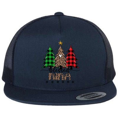 Blessed Nina Leopard Christmas Pine Tree Xmas Gift Flat Bill Trucker Hat