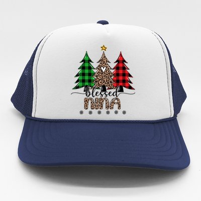 Blessed Nina Leopard Christmas Pine Tree Xmas Gift Trucker Hat