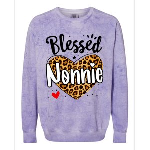 Blessed Nonnie Leopard Print Nana Mother's Day Grandma Mama Cool Gift Colorblast Crewneck Sweatshirt