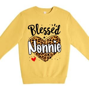 Blessed Nonnie Leopard Print Nana Mother's Day Grandma Mama Cool Gift Premium Crewneck Sweatshirt