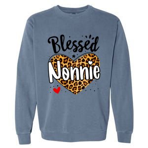 Blessed Nonnie Leopard Print Nana Mother's Day Grandma Mama Cool Gift Garment-Dyed Sweatshirt