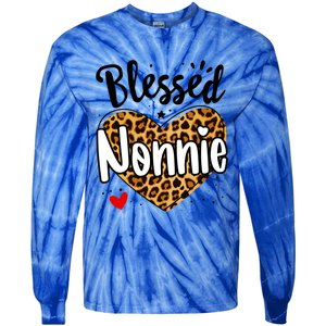 Blessed Nonnie Leopard Print Nana Mother's Day Grandma Mama Cool Gift Tie-Dye Long Sleeve Shirt