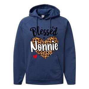 Blessed Nonnie Leopard Print Nana Mother's Day Grandma Mama Cool Gift Performance Fleece Hoodie