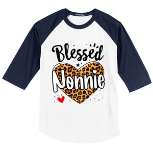 Blessed Nonnie Leopard Print Nana Mother's Day Grandma Mama Cool Gift Baseball Sleeve Shirt