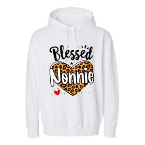 Blessed Nonnie Leopard Print Nana Mother's Day Grandma Mama Cool Gift Garment-Dyed Fleece Hoodie