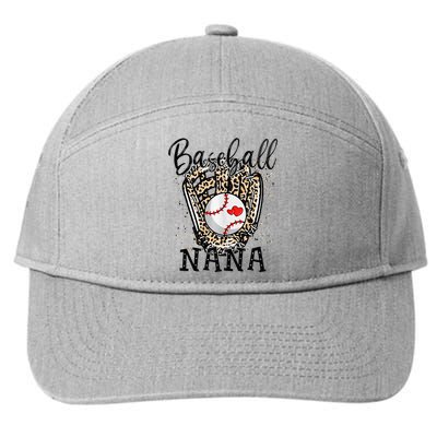 Baseball Nana Leopard Game Day Baseball Lover Mothers Day 7-Panel Snapback Hat