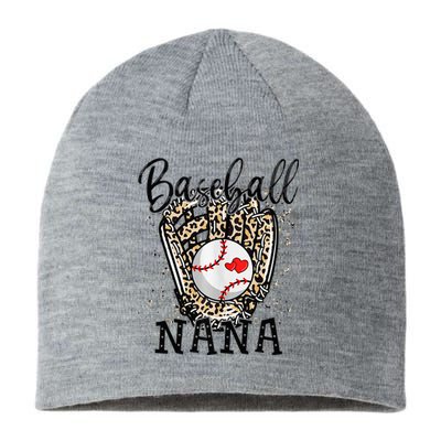 Baseball Nana Leopard Game Day Baseball Lover Mothers Day Sustainable Beanie